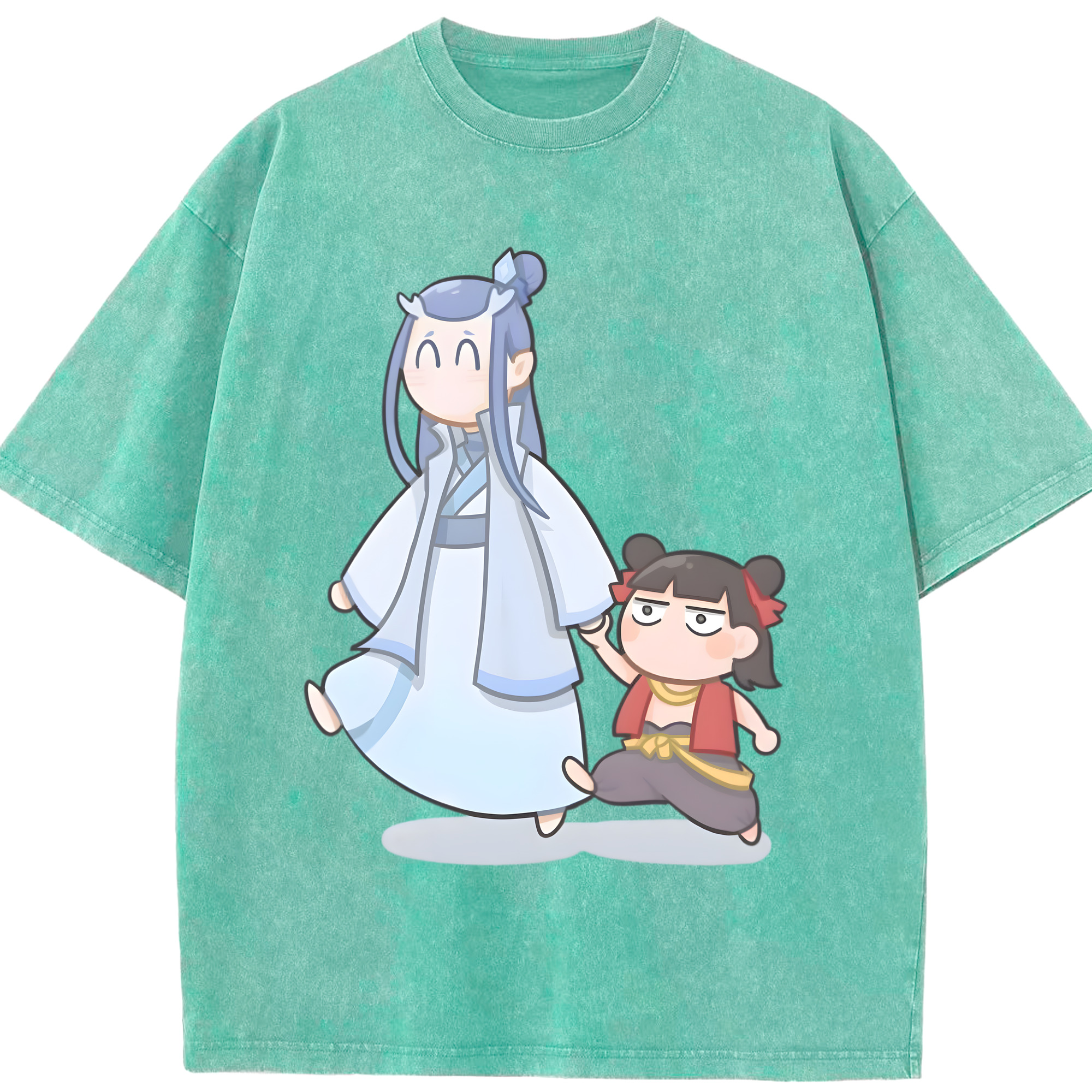 （画像用） Ne Zha 2 ナタ 魔童の大暴れ 綿100% ヴィンテージ風 半袖Tシャツ（フロントプリント）